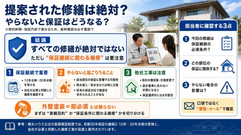 提案された修繕は絶対？やらないと保証はどうなる？