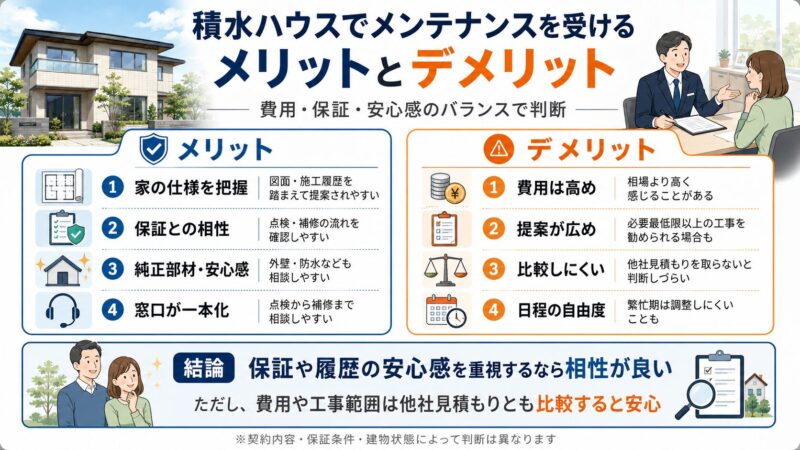 積水ハウスでメンテナンスを受けるメリットとデメリット
